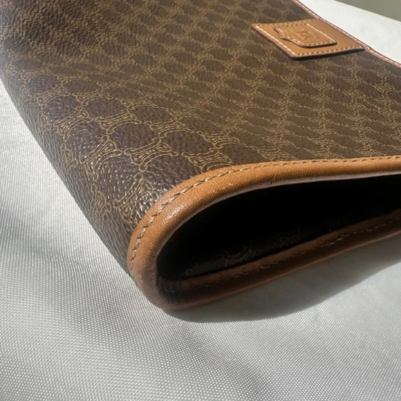 CÉLINE Vintage Macadam Monogram Brown Medium Canvas Pouch Clutch Bag w/COA - Picture 9 of 15